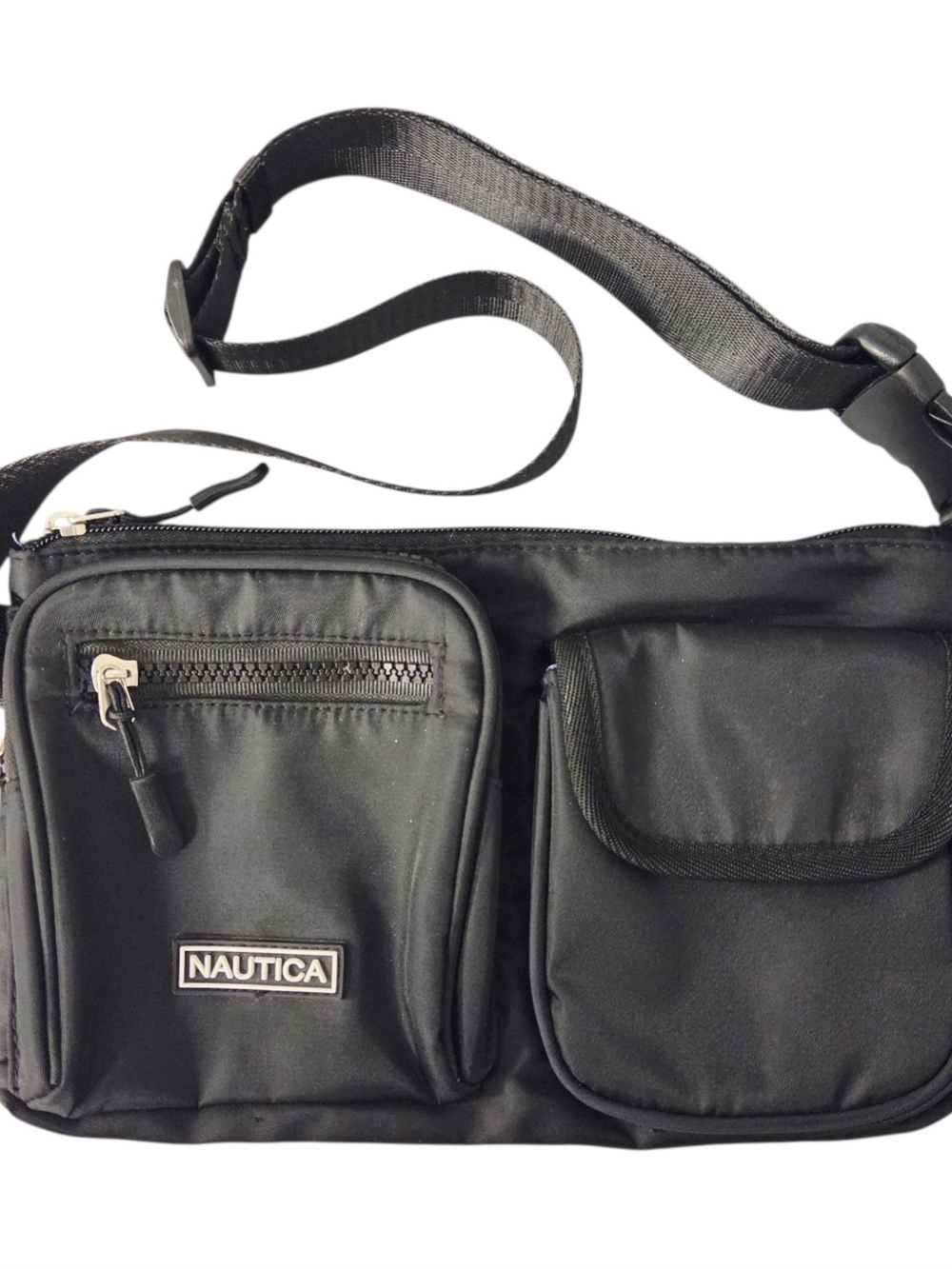 Nautica Sporty Black Nylon Unisex Crossbody Belt Bag